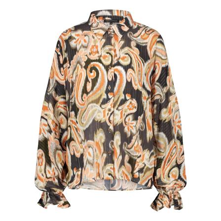 Tramontana C09-06-301 Blouse Lurex Ikat Paisley Prt Print Greys , Oranje , Dames , Maat: S
