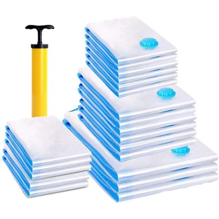 20 stk. Vakuum Opbevaringsposer + Pumpe Vakuum Rejsetaske Genanvendelig Vakuum Cover Vakuum Kompressionspose Tøj