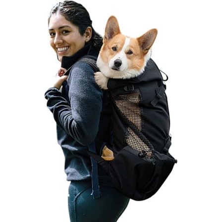Ventilert Hunderyggsekk, Justerbar Bærbar Kjæledyrbæreveske (23*12*42cm, Svart)