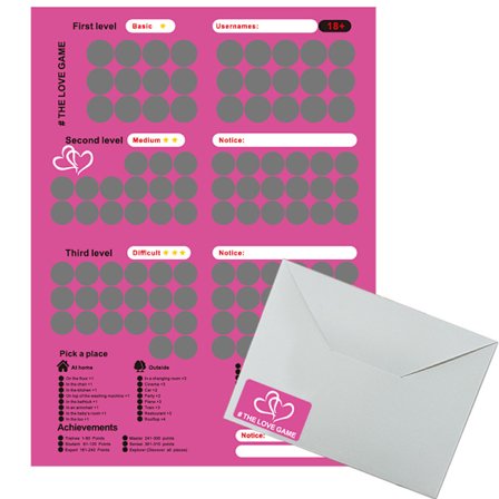 2 kpl THE LOVE GAME 100 pariskunnan asento haaste raaputuslahja juliste varastossa