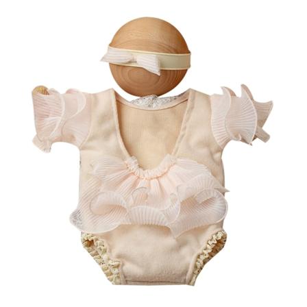 Baby Hårband Kortärmade Jumpsuits Nyfödd Fotorekvisita Endelad Romper Pannband Hudvänlig outfit
