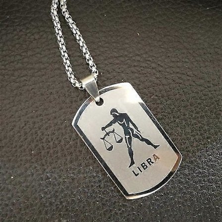 Scorpio 12 Stjärnbilder Halsband Födelsedagspresenter Guld Färg Rostfritt Stål Amulett Hänge Zodiak Tecken Smycken Collier(Libra4,90cm)