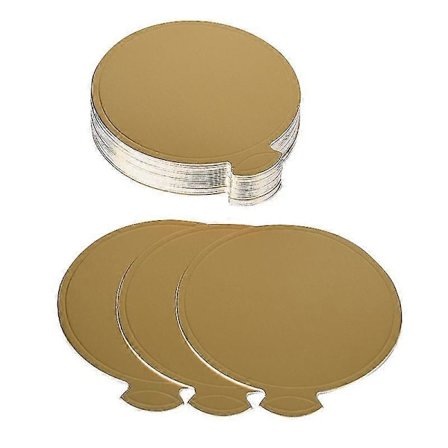 Rund Mousse Tårtbotten av Kartong Tårtpapperstallrikar Cirkelformade Bakverk Kartong Muffinbas Display Dessertbräda (100 st, Guld)