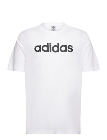 Essentials Single Jersey Linear Embroidered Logo T-Shirt Sport T-Kortærmet Skjorte White Adidas Sportswear