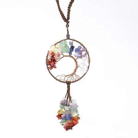 Chakraer Livets Tre Vindusdekorasjon Håndlaget Tråd