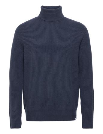 Eddie Wool Rib Rollneck Knit Knitwear Turtlenecks Navy Les Deux