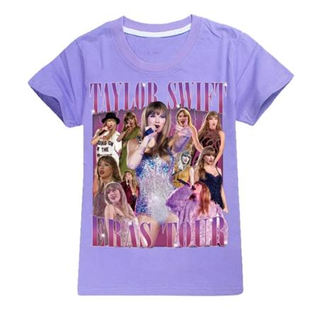 Barn Taylor Swift T-paita Print Lyhythihainen T-paita Topit Swiftie Fans Konserttilahjat Violetti Purple 150cm