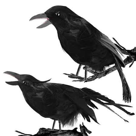Sorte Krager Halloween Dekoration – Falsk Kragefigur & Skræmmende Fuglepynt til Indendørs & Udendørs_OF