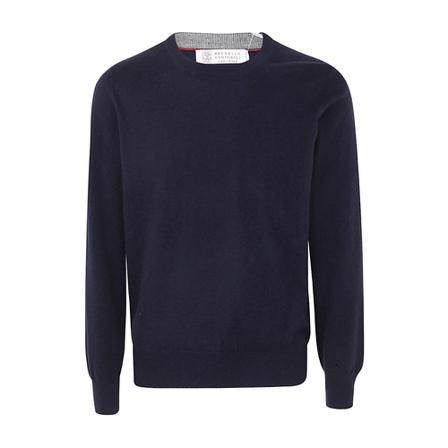 Brunello Cucinelli, Long Sleeves Crew Neck Sweater Blauw, Heren, Maat:M