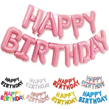 Rosa Happy Birthday-ballongbanderoll / Rosa Happy Birthday-banderoll /