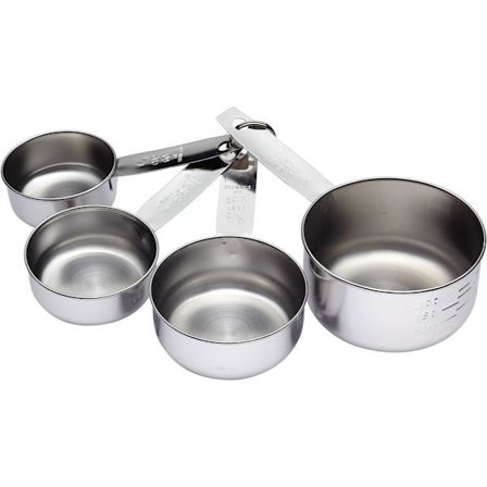 Mätkoppsset i rostfritt stål i silver, 4 delar, 12 x 17 x 22 cm, 4 enheter