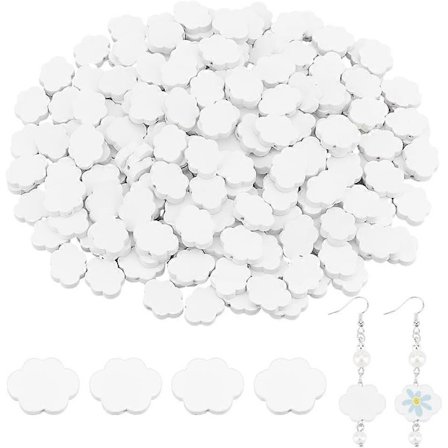 200 stk. Treperler Formet som Skyer 22x17mm Hvite Skyutskjæringer med 1,5mm Hull Sky Treperler Avstandsperler Trehåndverk Perler for Trekunstprosjekt 
