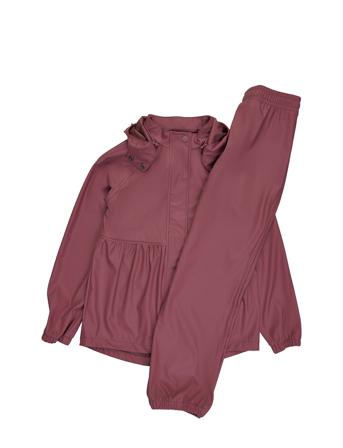 Gunhild Pu Fleece Set W/Rain Pants Outerwear Rainwear Rainwear Sets Vaaleanpunainen By Lindgren