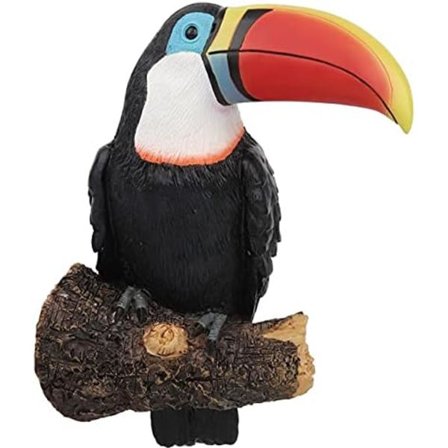 Tukan tre-klemmer tredekor hengende hagestatue 11,4 tommer høy flerfarget harpiks tropisk dyr plen eksotisk fugleskulptur tredekorasjon for L