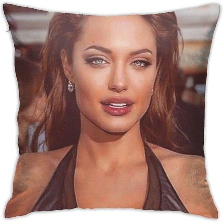 Angelina Jolie Kuddfodral Kuddfodral Mjukt cover Dekorativ kuddsoffa Bil fyrkantigt örngott för hemsäng dekor(18x18in)