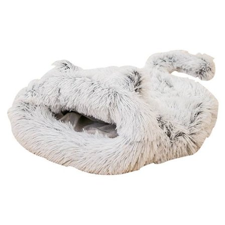 Katte Kurv Rund Blød Plys Kæledyr Kurv Skridsikker Kattepude