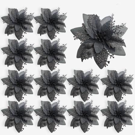 #13 kpl Joulukuusen Koristeita, Joulupuun Kukkia, Sekvensoituja Joulukukkia#