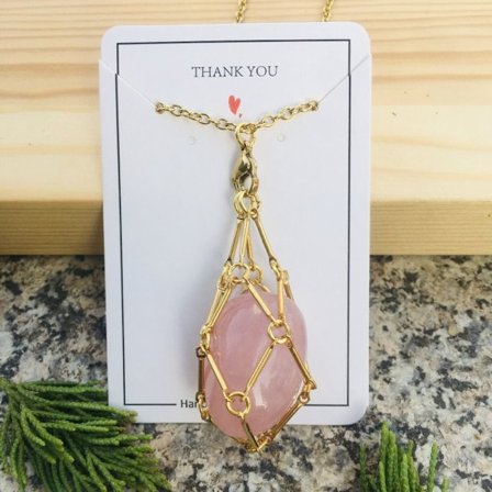 Crystal Holder Cage Necklace Crystal Net Metal Halsband GULD