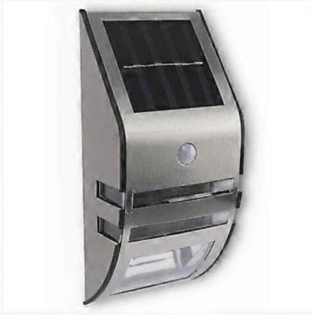 Solar LED vägglampa, rostfritt stål