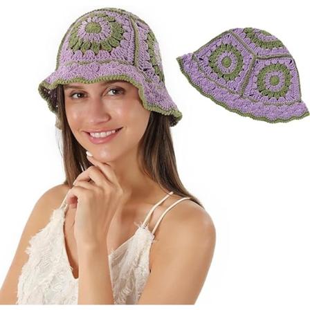 Boho-tyylinen koukutettu ämpärihattu naisille, kukallinen käsintehty pipo, ontto käsinneulostu, rento rantahattu lomamatkoille