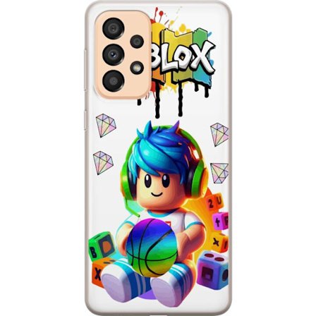 Kompatibel Mobilcover til Samsung Samsung Galaxy A33 5G Farverig Roblox-illustration med spilkarakter, legetøj og energi, perfekt til gamingfans og b