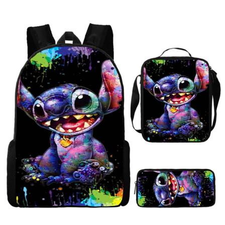 Ny anime-tegneserie Stitch Stitch tredelt skolesekk barneskole og ungdomsskoleelever ryggsekk ryggsekk