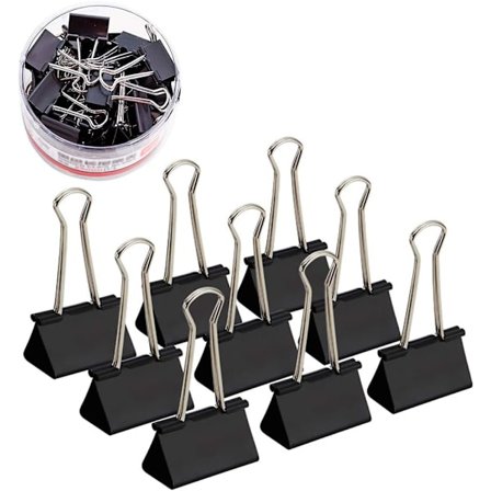 Svarta Pappersklämmor, 24-pack (32mm) 1/4 tum Metall Bulldog