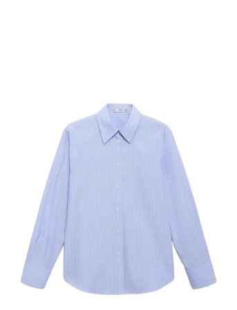Cotton And Lyocell Blend Straight Shirt Blue Mango
