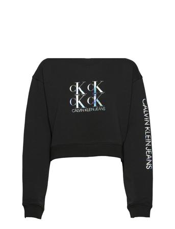 Shine Logo Crew Neck Sweat-shirt Genser Svart Calvin Klein Jeans
