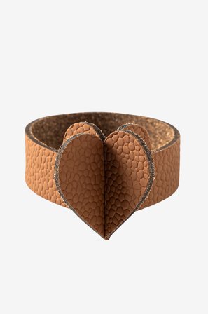 MiLLE W NORDISK DESIGN - Lautasliina rengas sydän 4-pack - Ruskea - Lautasliinarenkaat - - Homeroom