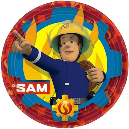 Fireman Sam pappersfat 23 cm, 8 st.