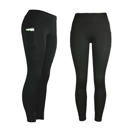 Yoga Leggings Høy Midje Butt Lifting Sidelommer Løping Trenings Leggings for Kvinner Svart XL