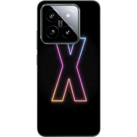 Kompatibel Mobilcover til Xiaomi Xiaomi 14 Neonbogstav X i stærke farvevariationer mod sort baggrund, kraftfuldt typografisk design med tydelig lys e