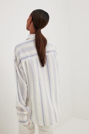 NA-KD Chemise oversize rayée à manches longues - Tenues d'été - Bleu,Stripe - EU 36