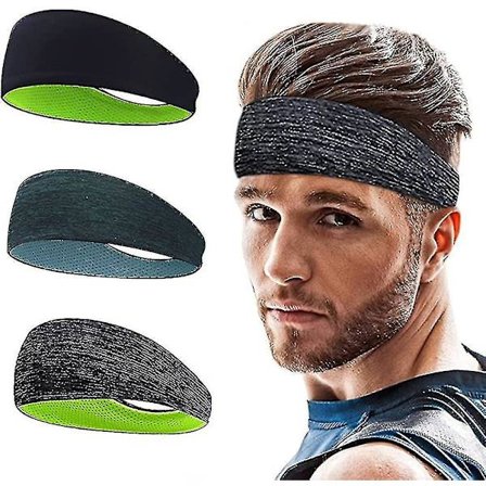 Sports Hodebånd 3-pakning, Sklisikkert Hodeplagg Hodebånd, Hodebånd, Svettebånd Elastisk Fukttransporterende
