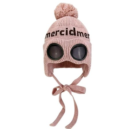 Vinterstickad Mössa Bokstav Jquard Solglasögon Dekorativ Varm Lei Feng Mössa Utomhus Sammet Öronskydd Mössa - Ljusrosa