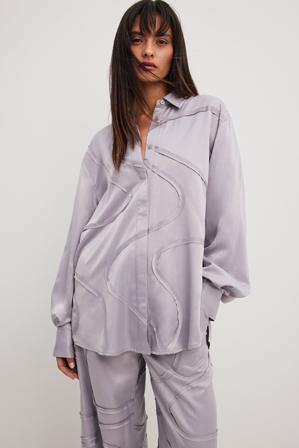 NA-KD ART Chemise à coutures ondulées - Chemises - Gris - EU 32