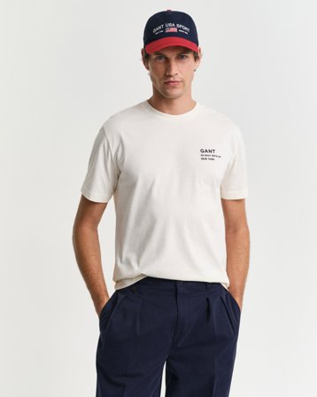 GANT Herren T-Shirt mit kleiner Grafik (XL) Weiß