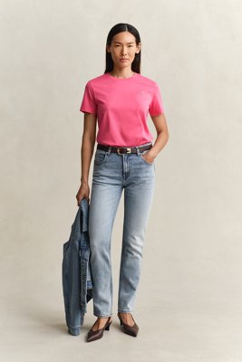 GANT - Klassisk t-skjorte med shield-logo til dame bright fuschia