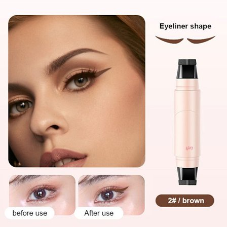 Roterande Eyeliner Stämpel Penna Vattentät Långvarig Smink Eyeliner Dubbelsidig Stämpel M3d8 01# Naturlig Svart, 2.1 ml