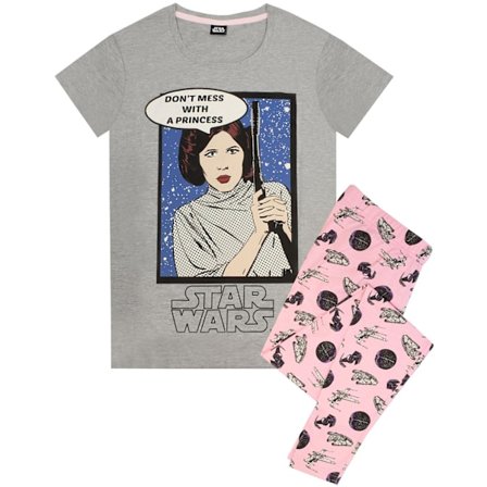Star Wars Dam/Dam Princess Leia Pyjamas Set L Grå/Rosa