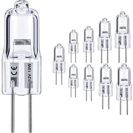 G4-lampe, 10-pakning Halogen G4 12V 10W med G4 Bi-pin-sokkel, Høy effekt G4-lampe 12V 150LM 3000 timers levetid, G4-dimbar, CRI100 & 2800K varmhvit