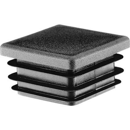 Neliöputken tulppa 60x60 mm, 10 kpl, Musta (RAL 9005) Kanne, 6x6 cm