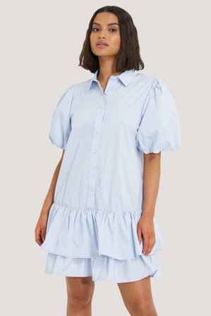 Trendyol Robe Mini - Robes à manches bouffantes - Bleu - EU 36