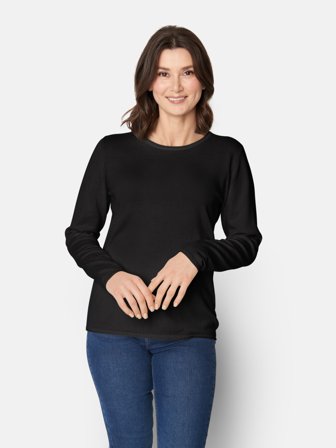 Jensen - Strik pullover med rund halsudskæring - Sort