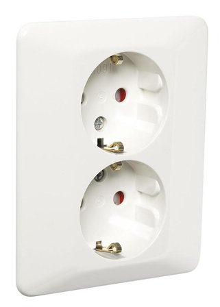 ELKO Dobbel stikkontakt lav innfelt m/jord