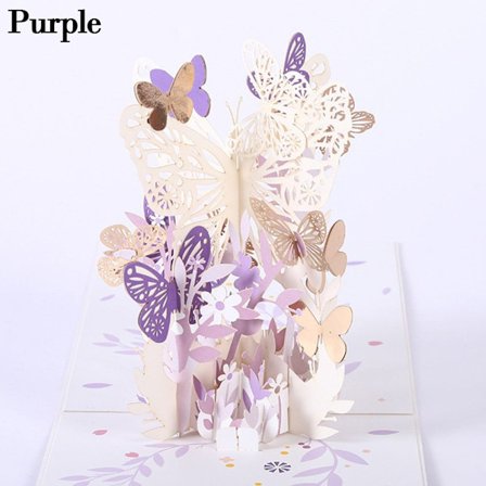3D pop-up bukett papper blommor LILA LILA