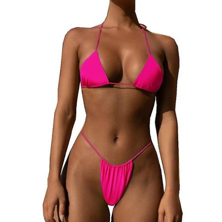 Women Two Piece Swimsuit Sexy Swimwear Halter String Triangle Bikini S