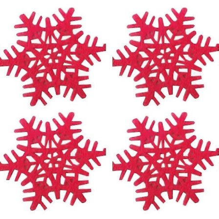 Joulun lumihiutale-kuvioiset huopaiset lasinaluset, kupinaluset viinille, teelle ja kahville, koristeet joulujuhliin ja loma-aikaan