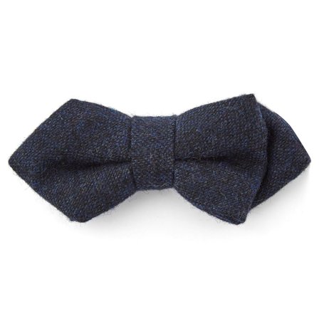 Navy Wool Pointy Pre-Tied Bow Tie for Men - Pre-tied bow ties